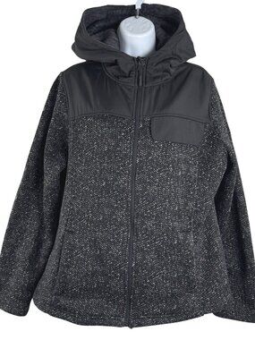 CB Sports Hooded Jacket Womens XL Black White Mix Full Zip Outdoor CJ-2411